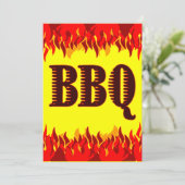 Red Flames Editable Westerne BBQ 5x7 Uitnodiging (Staand voorkant)