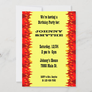 Red Flames Editable Westerne BBQ 5x7 Uitnodiging