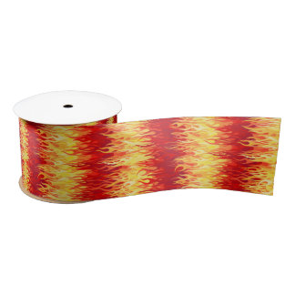 Red Flames Pattern - Hot Rod Satijnen Lint