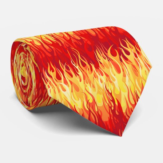 Red Flames Pattern - Hot Rod Stropdas (Opgerold)