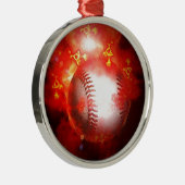 Red Flaming Baseball Christmas Tree Ornament (Rechts)