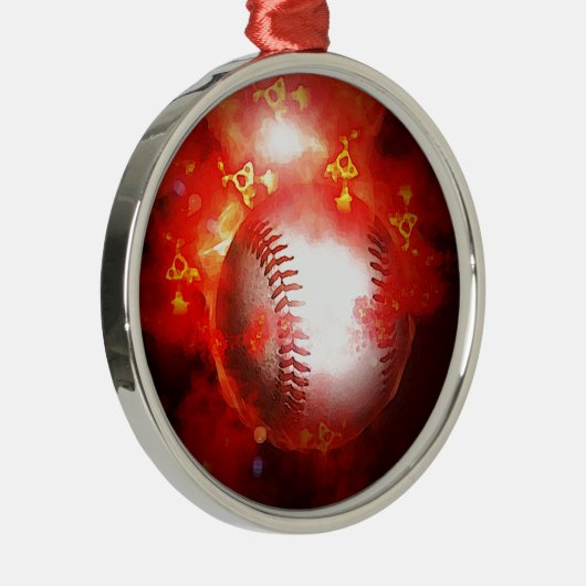 Red Flaming Baseball Christmas Tree Ornament (Rechts)