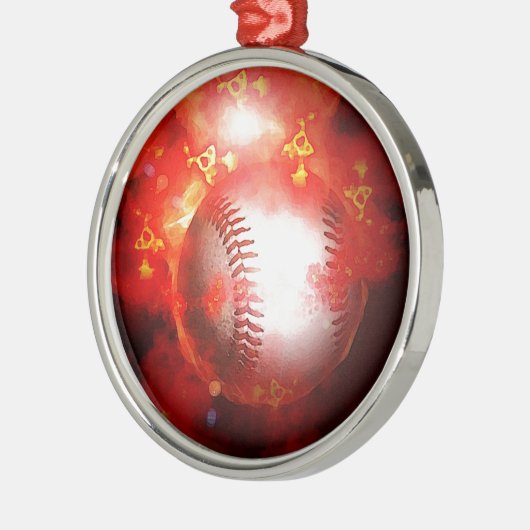 Red Flaming Baseball Christmas Tree Ornament (Links)