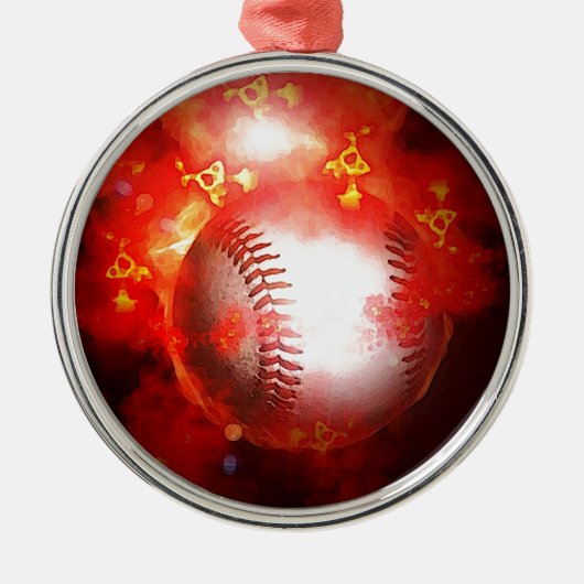 Red Flaming Baseball Christmas Tree Ornament (Voorkant)