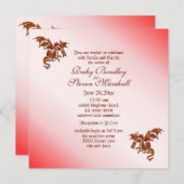 Red Flaming Dragon Fantasy Wedding Invitation Kaart (Voorkant / Achterkant)