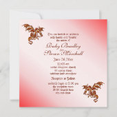 Red Flaming Dragon Fantasy Wedding Invitation Kaart (Voorkant)