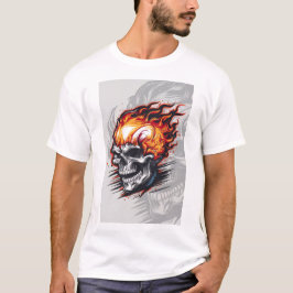 Red Flaming Skull - Gotisch ontwerp T-shirt