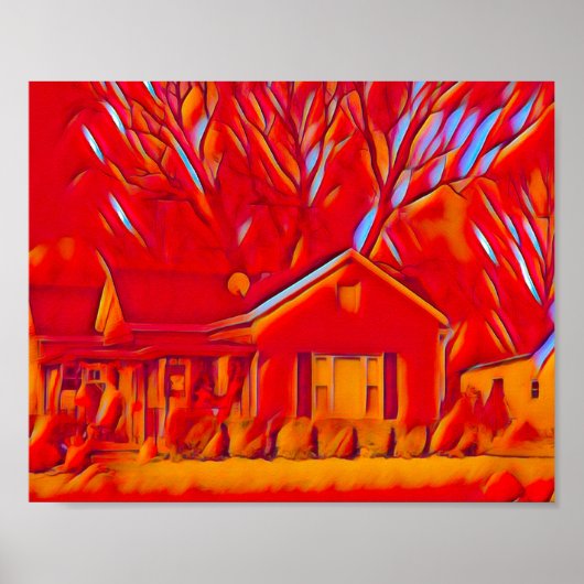 Red Flaming Suburb Poster (Voorkant)