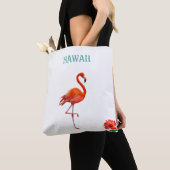 Red Flamingo en Hibiscus Flower Tote Bag (Dichtbij)