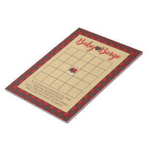 Red Flannel Bingo Baby shower Game Pack Notitieblok