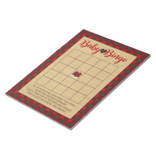 Red Flannel Bingo Baby shower Game Pack Notitieblok (Schuin)