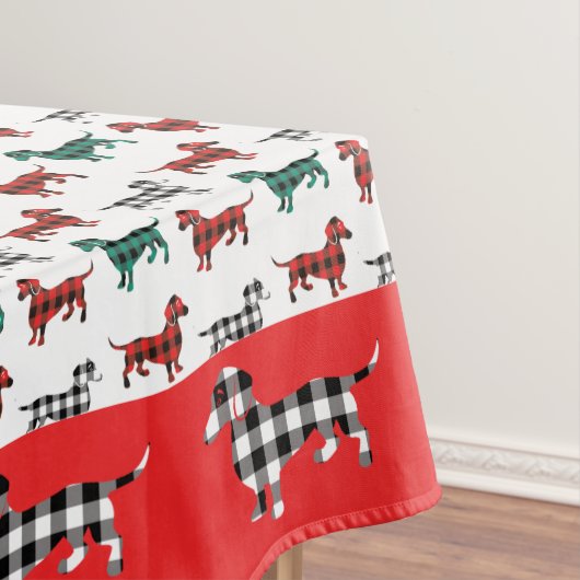 Red Flannel Dachshund Doxie Lover Kerstmis Tafelkleed (Voorbeeld)