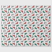Red Flannel Dachshunds met Dog Names Cadeaupapier (Vlak)