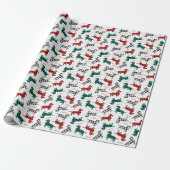 Red Flannel Dachshunds met Dog Names Cadeaupapier (Uitgerold)