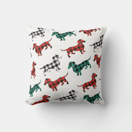 Red Flannel Dachshunds Old Fashioned Log Cabin Kussen