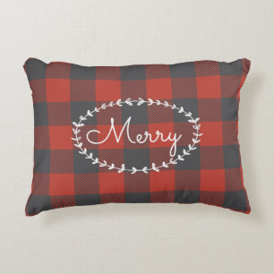 Red Flannel Holiday Accent Kussen