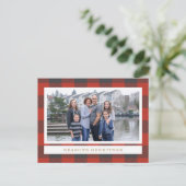 Red Flannel Holiday-fotokaart Feestdagenkaart (Staand voorkant)