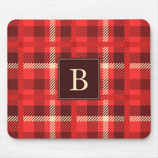 Red Flannel look geplakt met Monogram Muismat (Voorkant)