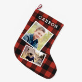 Red Flannel Photo Collage Grote Kerstsok (Voorkant (Hangend))