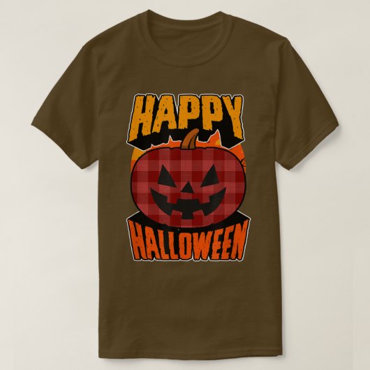 Red Flannel Pset Happy Halloween Party Jack O Lan T-shirt (Design voorkant)