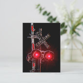 Red Flashin Neon Railroad Crossing Signals Briefkaart (Staand voorkant)