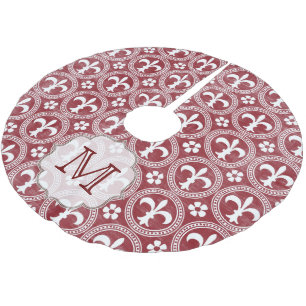 Red Fleur De Lis Frans Monogram Initialen boomrok Kerstboom Rok