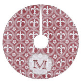 Red Fleur De Lis Frans Monogram Initialen boomrok Kerstboom Rok (Voorkant)