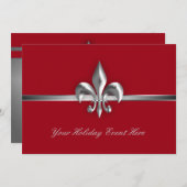 Red Fleur de Lis Holiday Event Kaart (Voorkant / Achterkant)