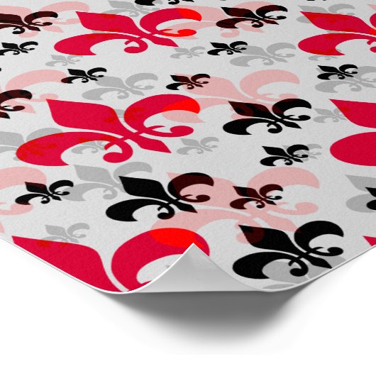 Red Fleur De Lis Oppervlakte Patroon Design Downlo Poster (Hoek)