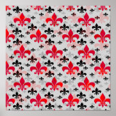 Red Fleur De Lis Oppervlakte Patroon Design Downlo Poster (Voorkant)