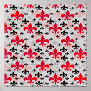Red Fleur De Lis Oppervlakte Patroon Design Downlo Poster