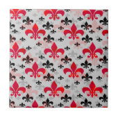 Red Fleur De Lis oppervlaktepatroon ontwerp Tegeltje (Voorkant)