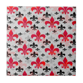 Red Fleur De Lis oppervlaktepatroon ontwerp Tegeltje