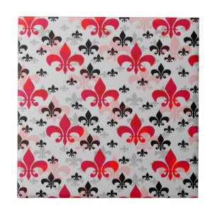 Red Fleur De Lis oppervlaktepatroon ontwerp Tegeltje