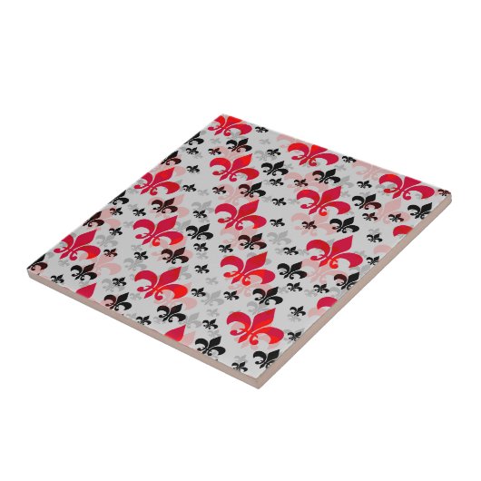 Red Fleur De Lis oppervlaktepatroon ontwerp Tegeltje (Zijkant)