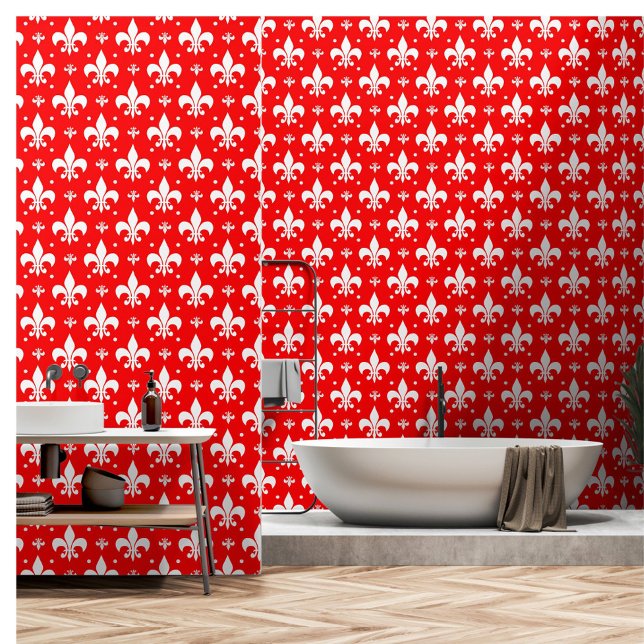 Red Fleur-de-lis Pattern Design Behang (Creator heeft geüpload)