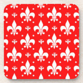 Red Fleur-de-lis Pattern Design Bier Onderzetter (Voorkant)