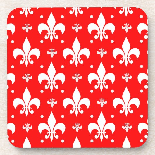 Red Fleur-de-lis Pattern Design Bier Onderzetter (Voorkant)
