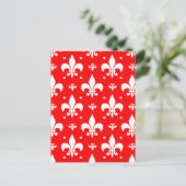 Red Fleur-de-lis Pattern Design Briefkaart (Staand voorkant)