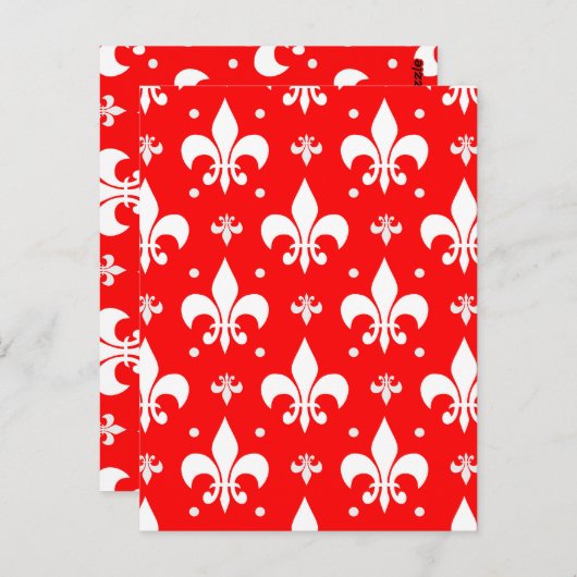 Red Fleur-de-lis Pattern Design Briefkaart (Voorkant / Achterkant)