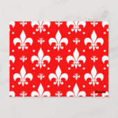 Red Fleur-de-lis Pattern Design Briefkaart (Achterkant)