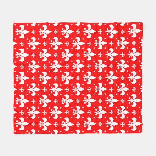 Red Fleur-de-lis Pattern Design Fleece Deken (Voorkant (Horizontaal))