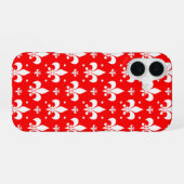 Red Fleur-de-lis Pattern Design iPhone 16 Hoesje (Achterkant horizontaal)