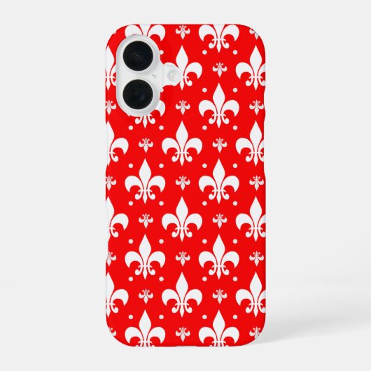 Red Fleur-de-lis Pattern Design iPhone 16 Hoesje (Achterkant)