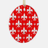 Red Fleur-de-lis Pattern Design Keramisch Ornament (Rechts)