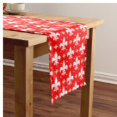 Red Fleur-de-lis Pattern Design Korte Tafelloper