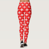 Red Fleur-de-lis Pattern Design Leggings (Achterkant)