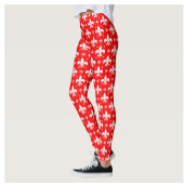 Red Fleur-de-lis Pattern Design Leggings