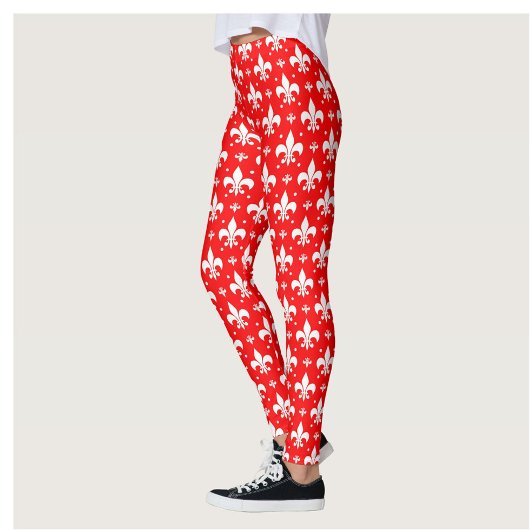 Red Fleur-de-lis Pattern Design Leggings