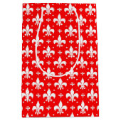 Red Fleur-de-lis Pattern Design Medium Cadeauzakje (Voorkant)
